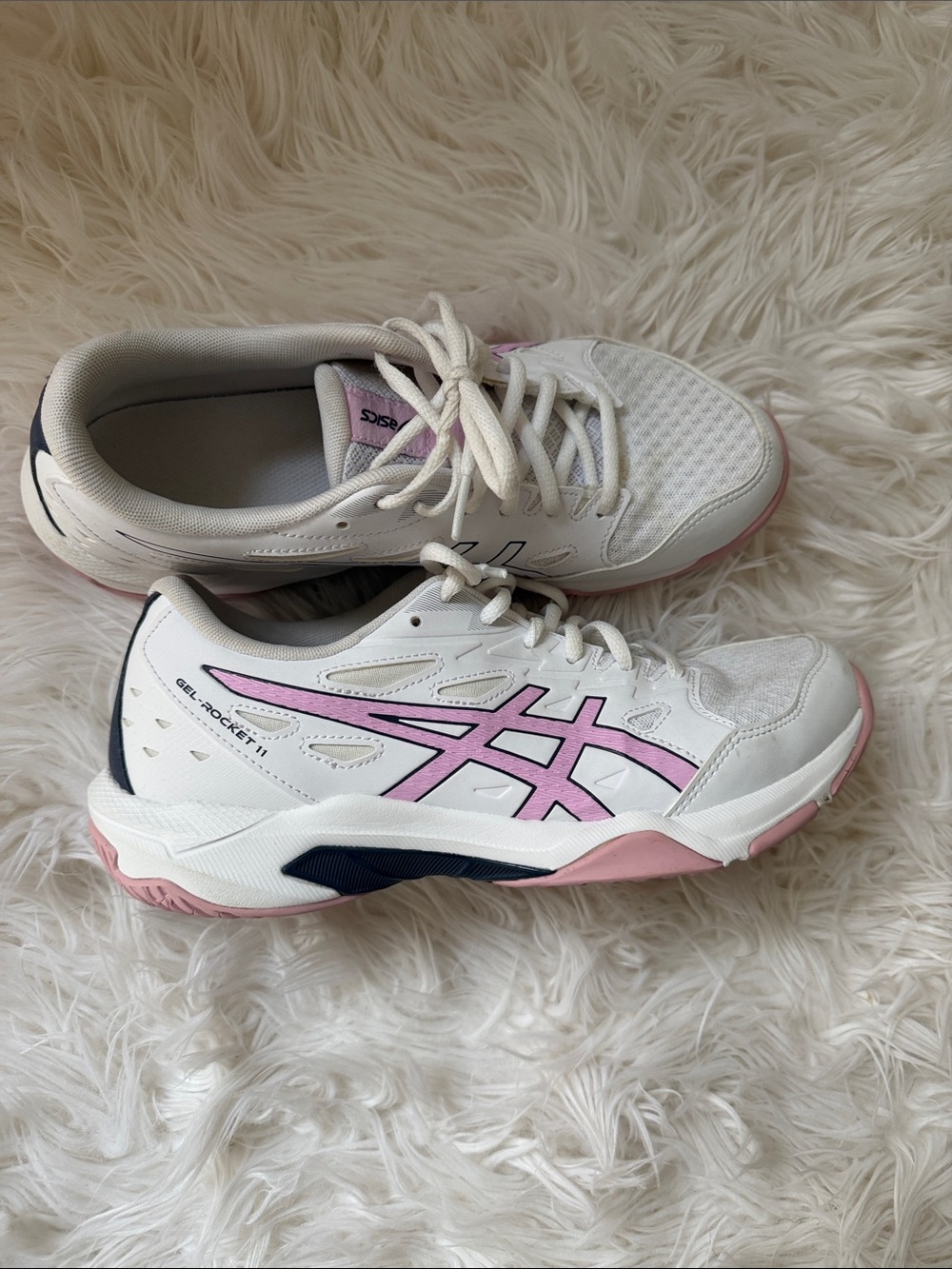 Asics White and Pink Women's Athletic Sneakers